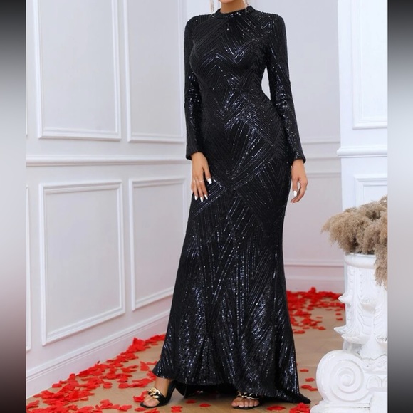 Luxe mermaid hem party wedding sequins dress - Picture 3 of 6